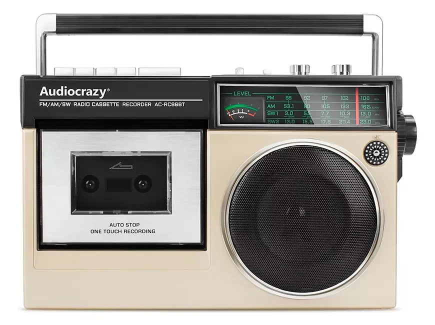 5. Audiocrazy Retro Boombox Cassette Player