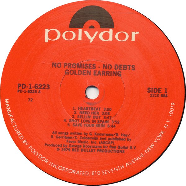 Golden Earring ‎– No Promises - No Debts Label | Hi-Fi.ru