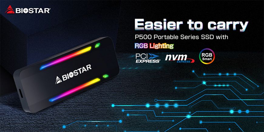 Biostar P500 — портативный SSD с RGB-подсветкой объёмом до 2 Тб