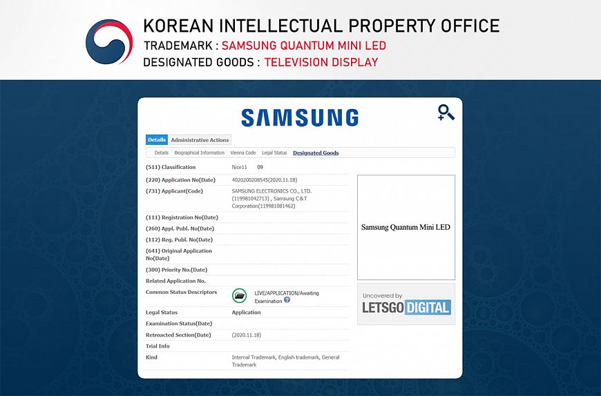 Samsung зарегистрировал торговую марку Quantum Mini LED