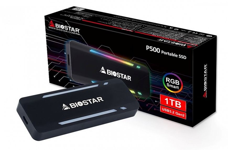 Biostar P500 — портативный SSD с RGB-подсветкой объёмом до 2 Тб